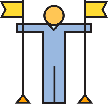 Winner Man Holding Flag Pole png