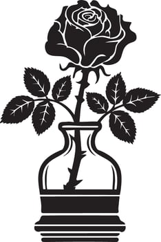 Elegant Single Rose in Vase Silhouette Graphic Design vector