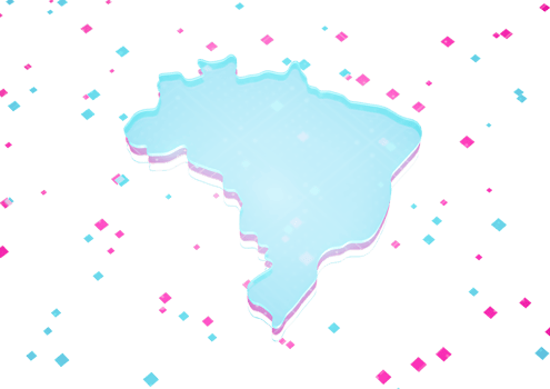 Illuminated Brazil Data Map Neon Blue Light On Seamless Pattern 3D Illustration png