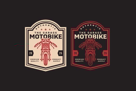 motorcycle front view retro badge logo design set for garage, workshop, racing. drag race motorbike vintage emblem logo graphic collections. classic motorcycle illustration element designs vector