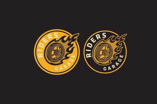 wheels with flame retro badge logo design set for garage, workshop, racing. tires and rims of vehicle with fire vintage emblem logo graphics. wheels burning illustration element designs vector