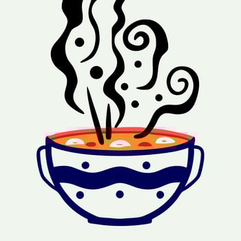 Steaming Bowl of Soup Colorful, Hand Drawn Illustration vector