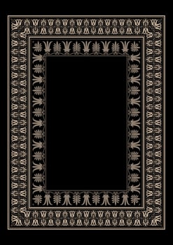 Rectangular Gold Vertical European ornament frame. A4 format. European gold pattern frame, ornament, border of Greece, ancient Rome, Byzantine. For Diploma, certificate, embroidery, sandblasting, lase vector