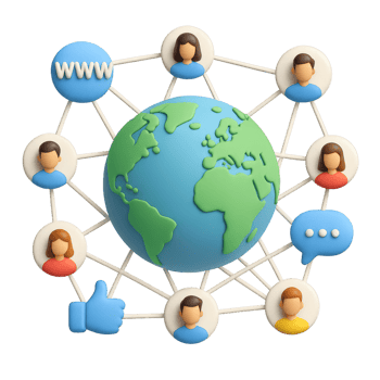 3D Illustration of Global Social Media Network and User Interaction png