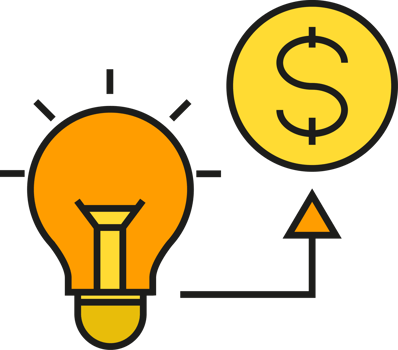 Idea Bulb and Dollar Earnings Icon png