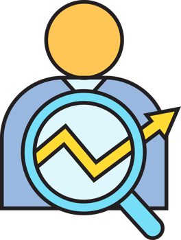 People and Magnifier with Graph Icon png