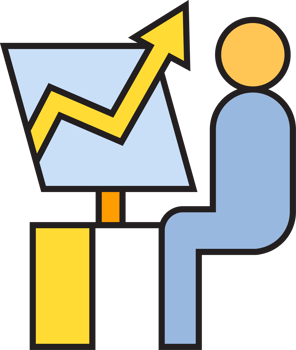People Monitoring Graph on Computer Icon png