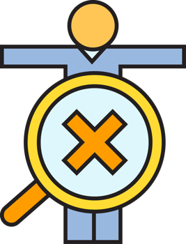 People and Wrong Mark in Magnifier Icon png