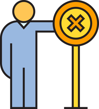 People Standing with Wrong Mark Signage Icon png