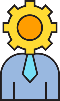 Businessman with Gear Head Icon png