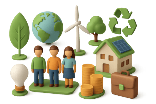 Eco-Friendly 3D Design Elements for Sustainable Development Themes png