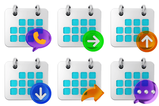 A set of colorful calendar icons png