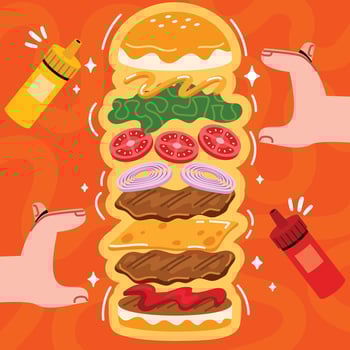 Hand Drawn Flat Smash burger Ingredient Illustration vector