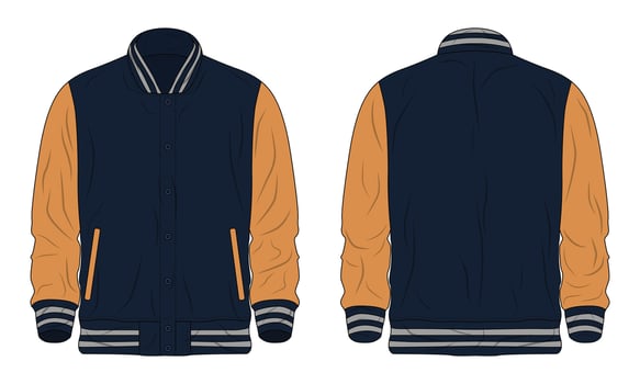 Varsity jacket design front and back view vector