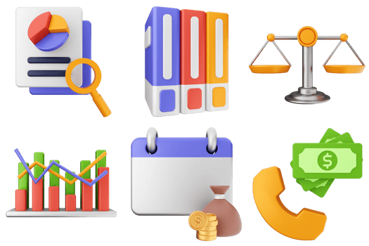 Various icons of business and finance png