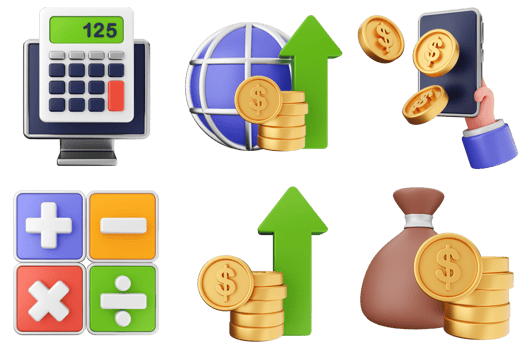 Various icons for money and business png