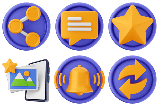 A set of icons that include a phone, a star, a star, and a star png