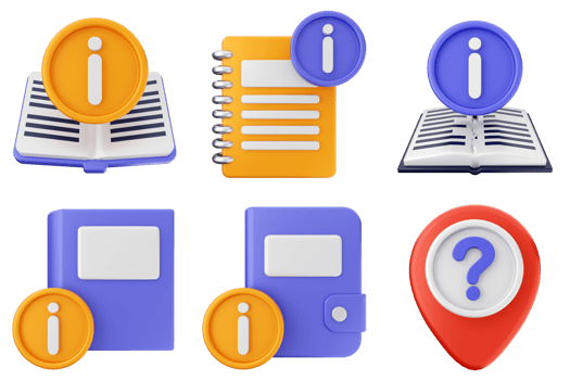 A set of icons that include a book, a map, and a compass png