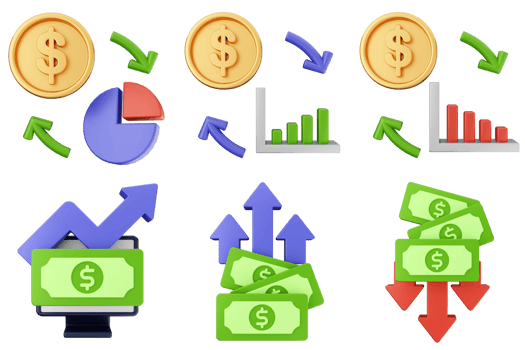 Money icons and graphs png