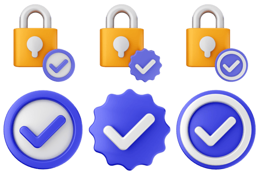 A set of four icons with a lock and check mark png