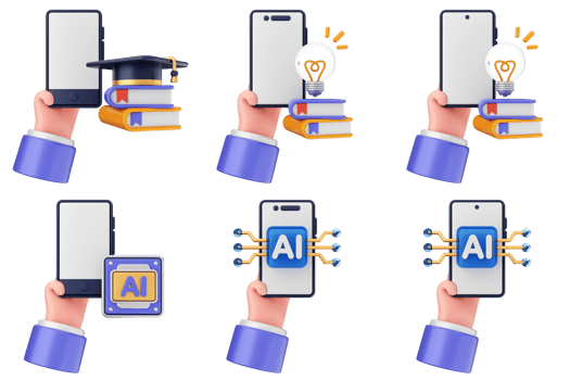 A set of icons depicting a person holding a smartphone png