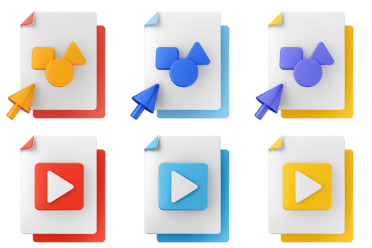 A set of colorful icons with a play button png