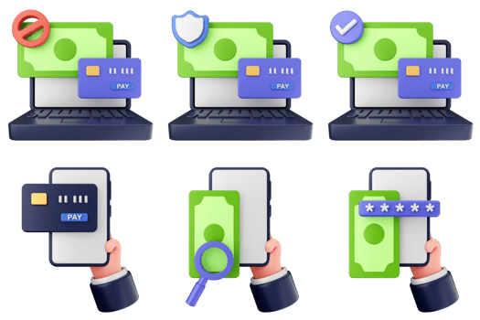 A hand holding a laptop with a credit card, credit card, and other icons png
