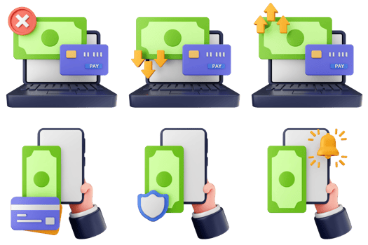 Hand holding a laptop with money icons png