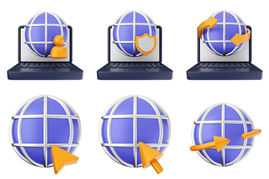 A set of icons showing the internet and a laptop png