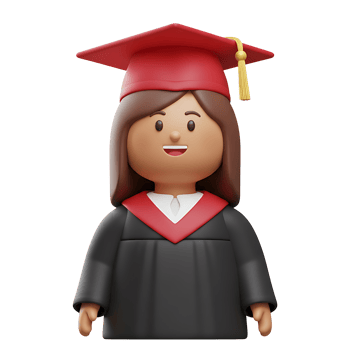 3d render of a happy female graduate in a cap and gown celebrating graduation png