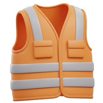 3d render of an orange construction safety vest with reflective stripes and pockets png