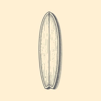 Hand-Drawn Vintage Surfboard Classic Surf Illustration Art vector