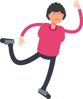 Afro Hairstyle Man Character Jumping and Flying png