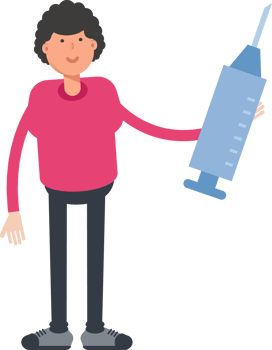 Afro Hairstyle Man Character Holding Medical Syringe Illustration png