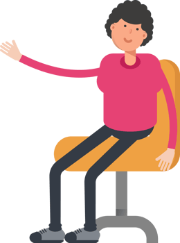 Afro Hairstyle Man Character Sitting on Office Chair png