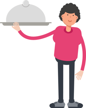 Afro Hairstyle Man Character Holding Food Dish png