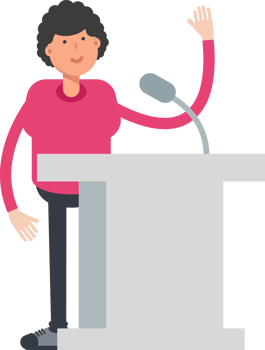 Afro Hairstyle Man Character Speaking on Podium png