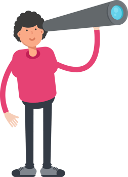 Afro Hairstyle Man Character Using Binoculars png