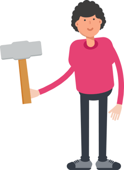 Afro Hairstyle Man Character Holding Hammer Tool png