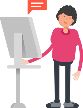 Afro Hairstyle Man Character Working on Computer png