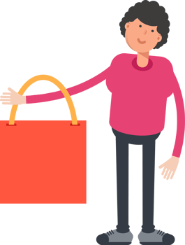 Afro Hairstyle Man Character Holding Shopping Bag png