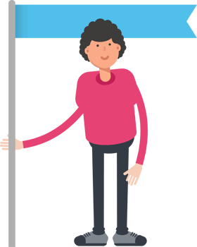 Afro Hairstyle Man Character Holding Flag Pole png