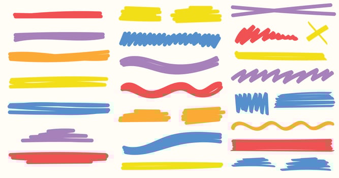 Set of highlight the marker line,felt pen tip and marker vector
