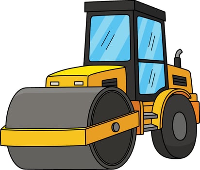 Construction Road Roller Cartoon Colored Clipart vector