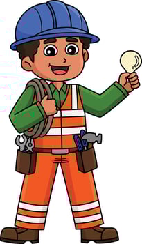 Construction Worker Electrician Cartoon Clipart vector