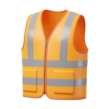 3d rendering of a bright orange safety vest with reflective stripes designed for workplace safety and high visibility png