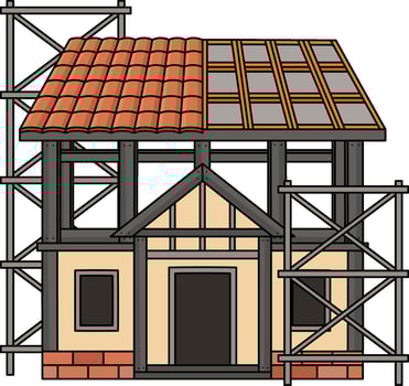 House Construction Site Cartoon Colored Clipart vector