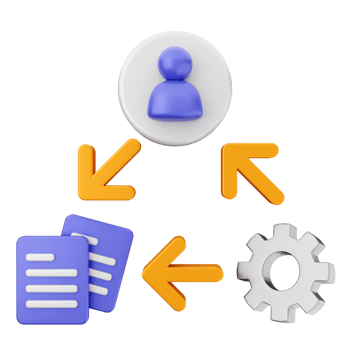 A person is holding a document and a gear is connected to it png
