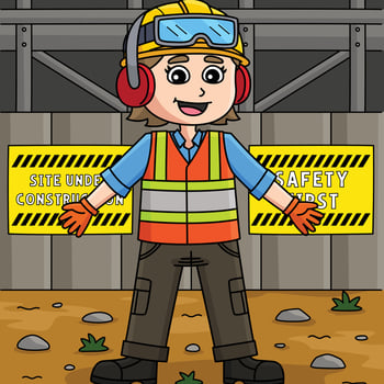 Female Construction Worker Safety Gear Colored vector