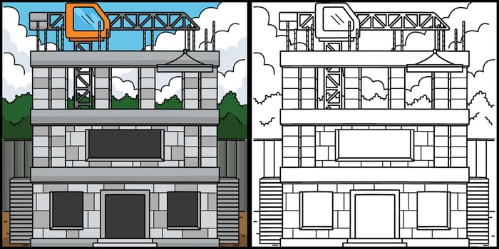 Construction Site with Tower Crane Illustration vector